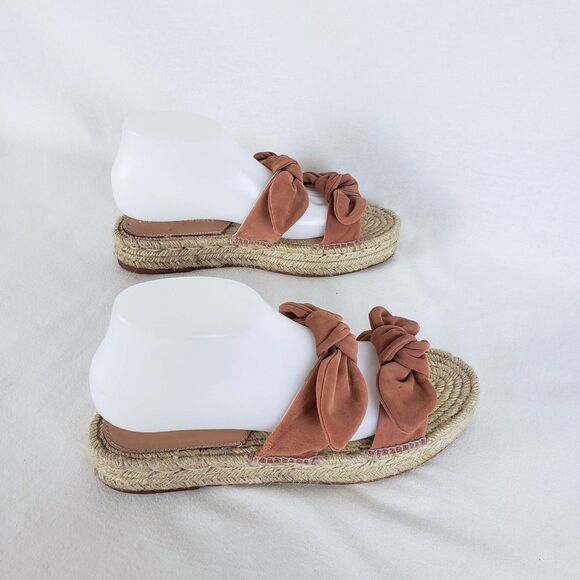 Loeffler Randall Espadrille Platform Slide Sandals Womens 38 Brown Suede Boho - Picture 5 of 12